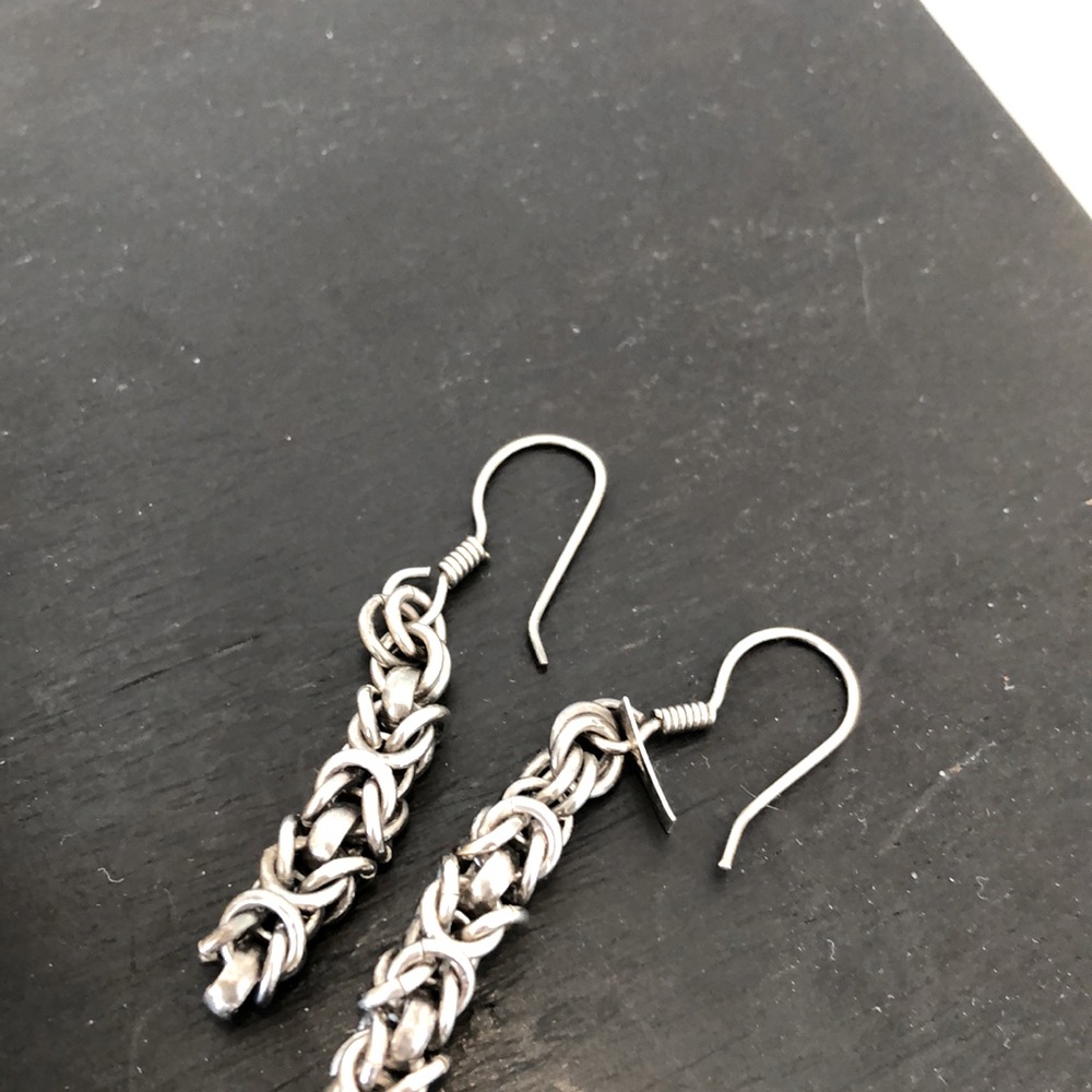 925 sterling silver rope drop pierced earrings